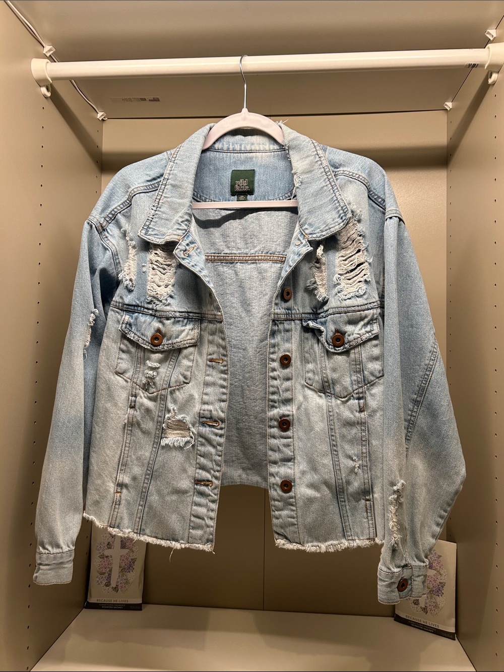 Wild Fable Destroyed Light Wash Denim Jacket Size XXL